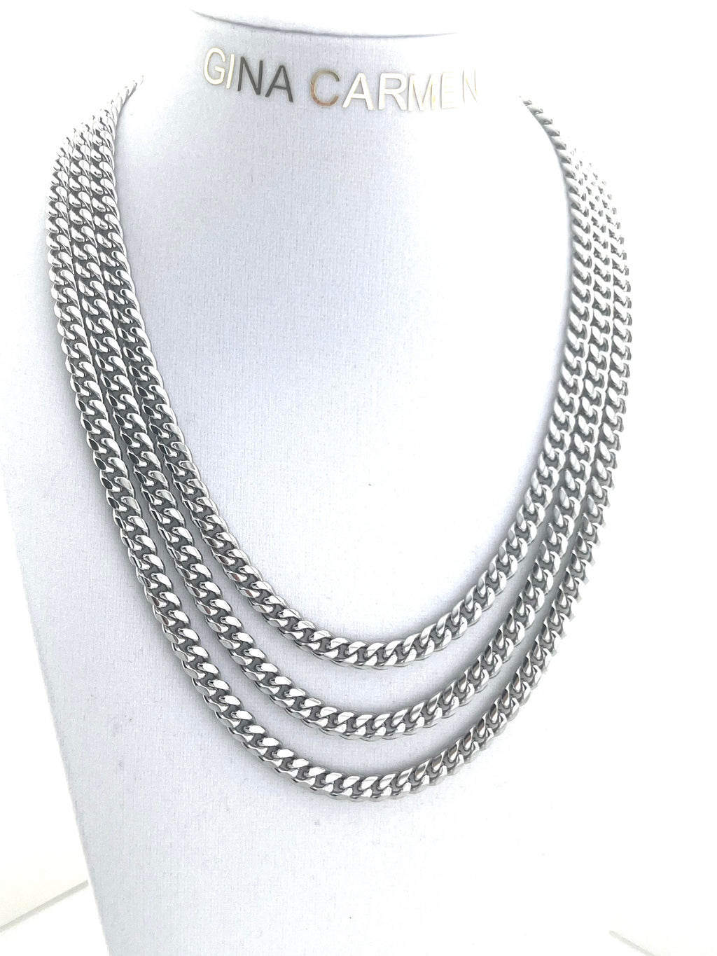 SILVER 3-TIER CHAIN NECKLACE 219-40