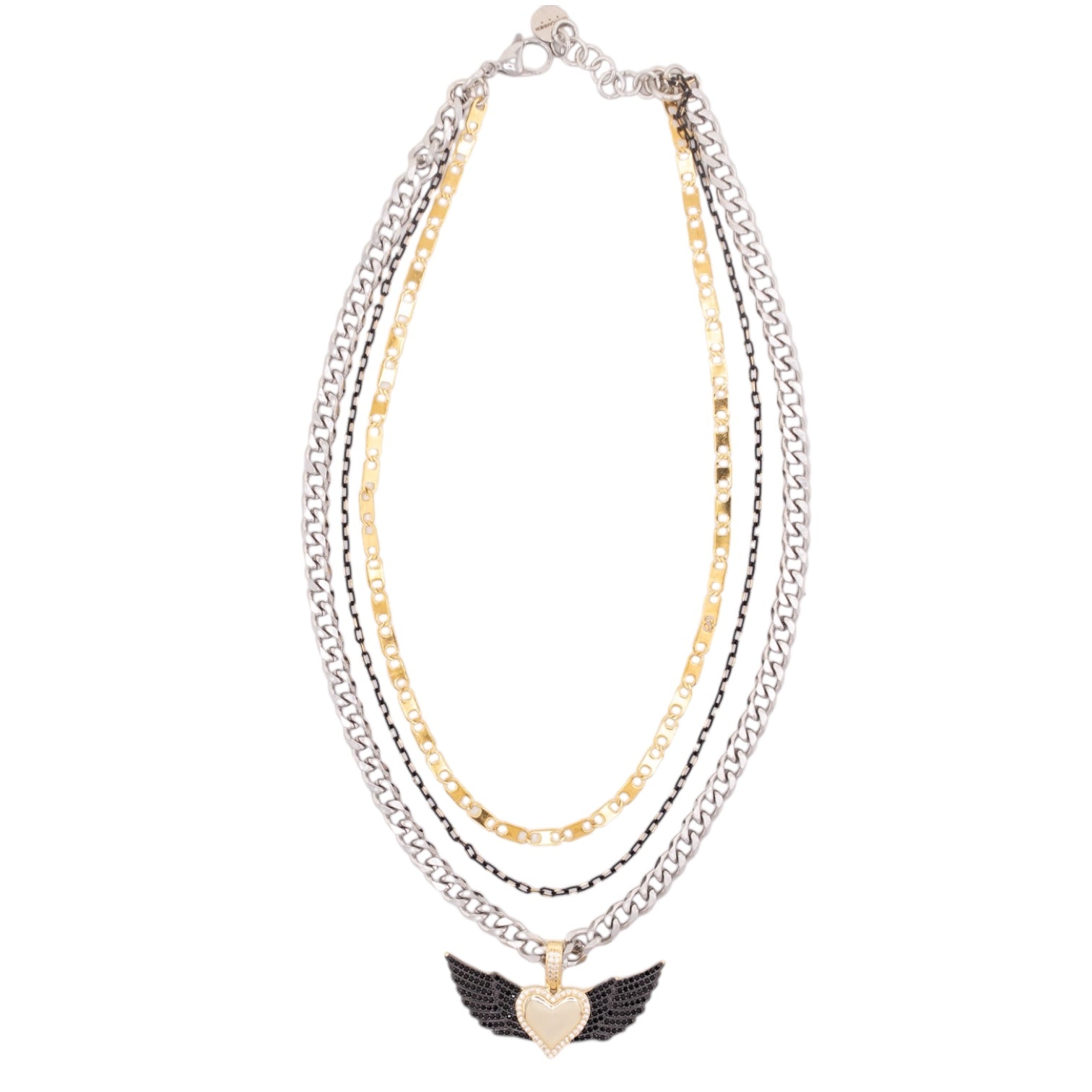 MIXED CHAIN FLUTTER HEART NECKLACE 146-47